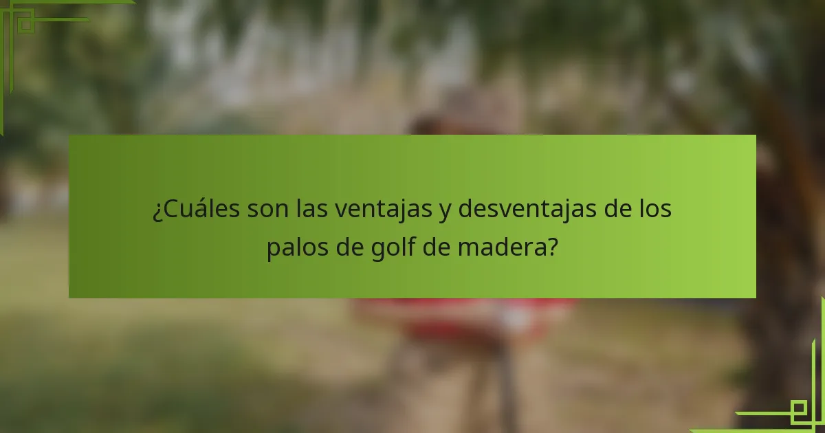 ¿Cuáles son las ventajas y desventajas de los palos de golf de madera?