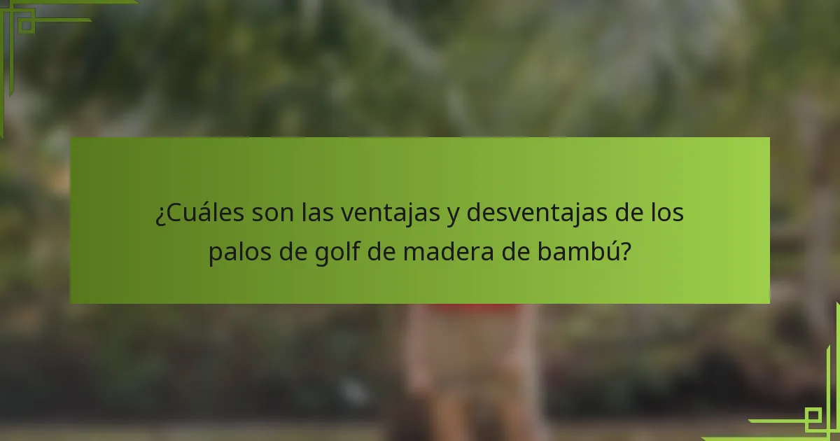 ¿Cuáles son las ventajas y desventajas de los palos de golf de madera de bambú?