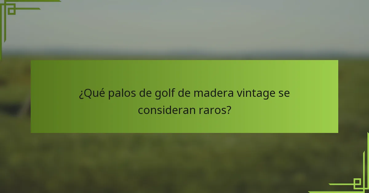 ¿Qué palos de golf de madera vintage se consideran raros?
