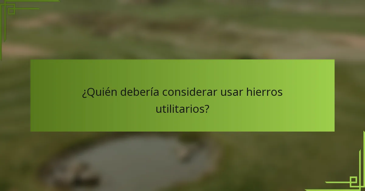 ¿Quién debería considerar usar hierros utilitarios?
